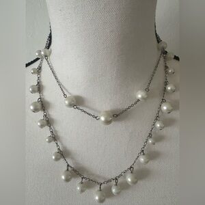 Elegant Pearl Necklace with Silver Chain